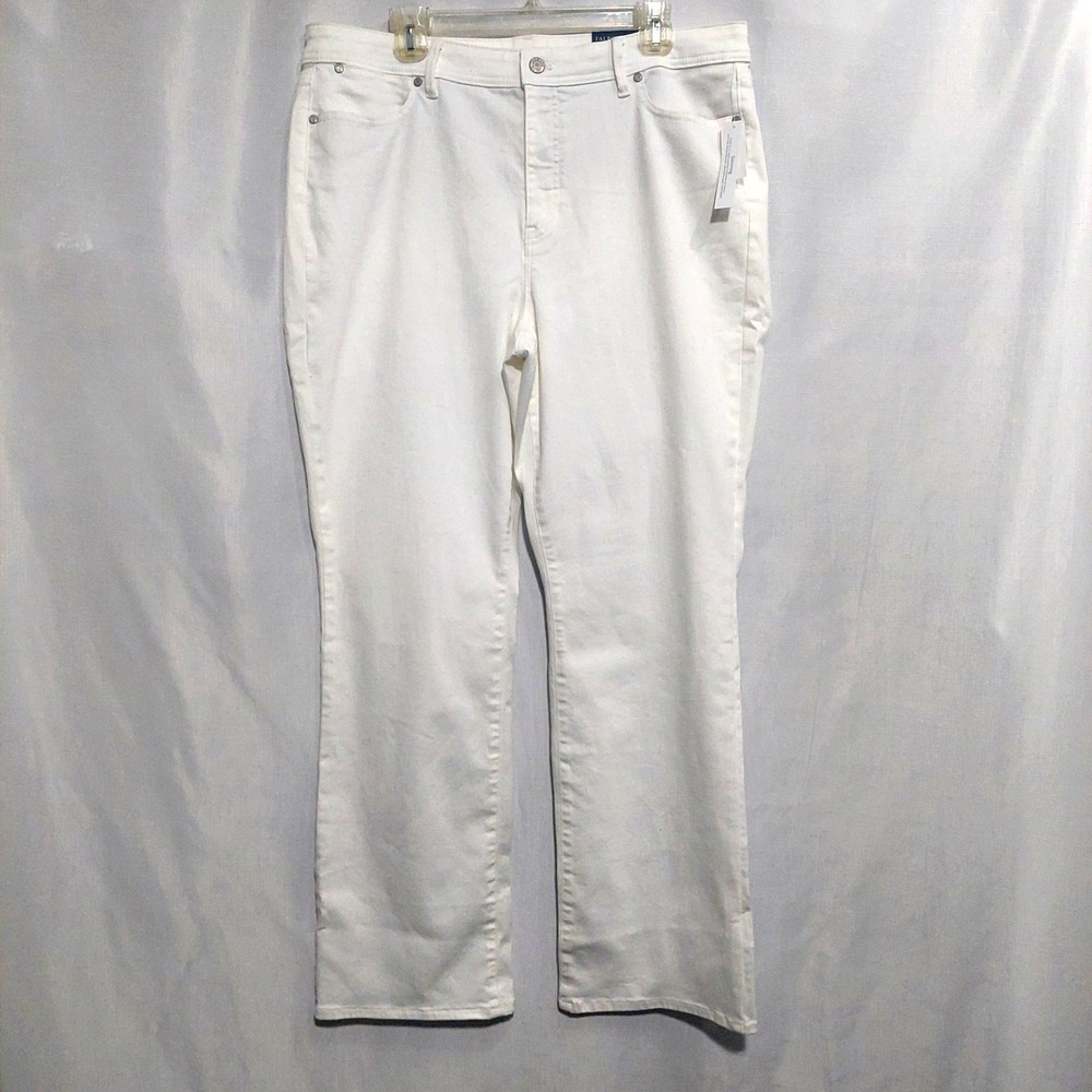 Talbots Womens 16 Curvy Denim Jeans White Barely Boot Cut High Rise Stretch‎ NEW
